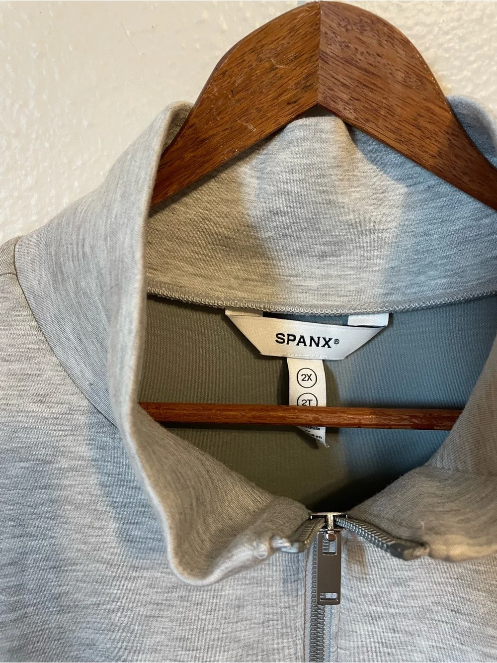 SPANX Women's AirEssentials Striped Track Jacket Light Gray 2X